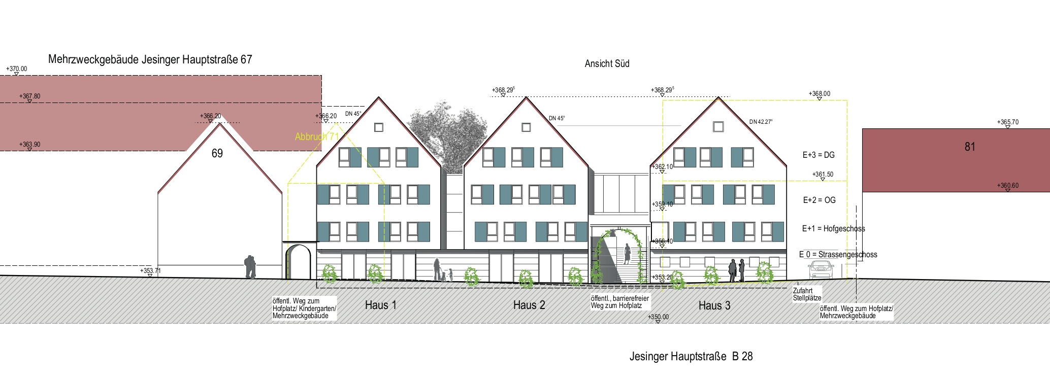 Machbarkeitsstudie Ansicht Süd, Haefele Architekten