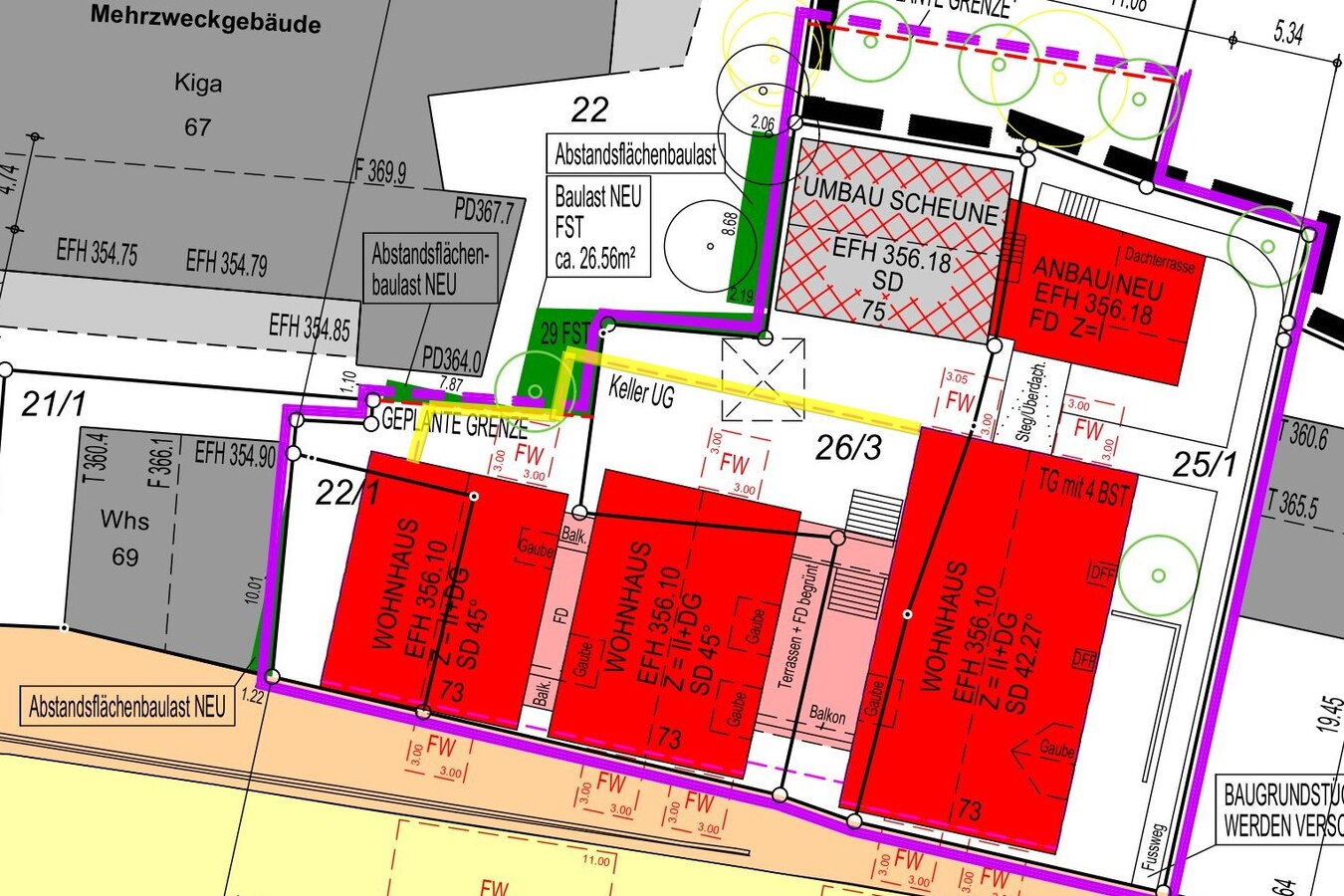 Lageplan-Ausschnitt_gelb-Strassengeschoss-Baugrube